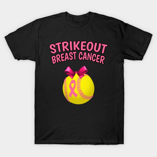 Strike Out Breast Cancer Awareness - Softball Pink Ribbon T-Shirt by Trade Theory